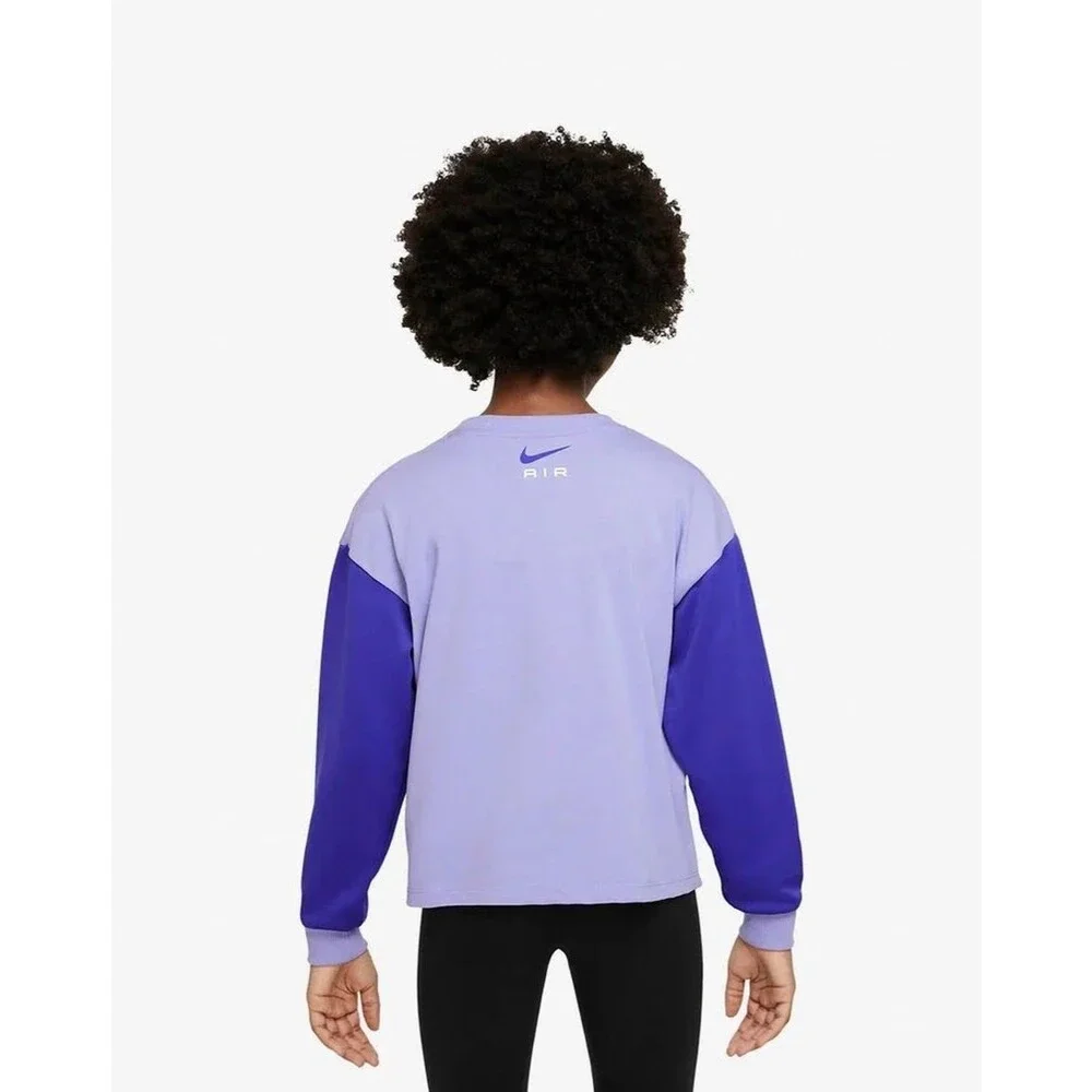 Nike Air Girls Long Sleeve Crew Neck Sweatshirt Top Purple Blue Large